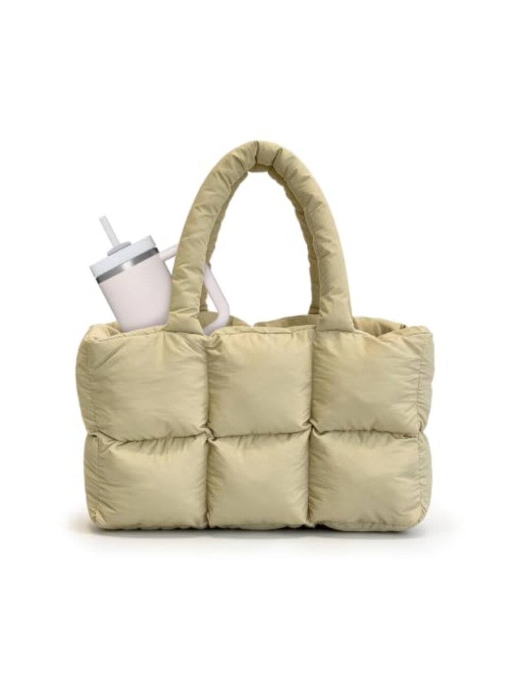 Quilted Puffer Tote Bag Lightweight Shoulder Bag Large Capacity Travel Gym